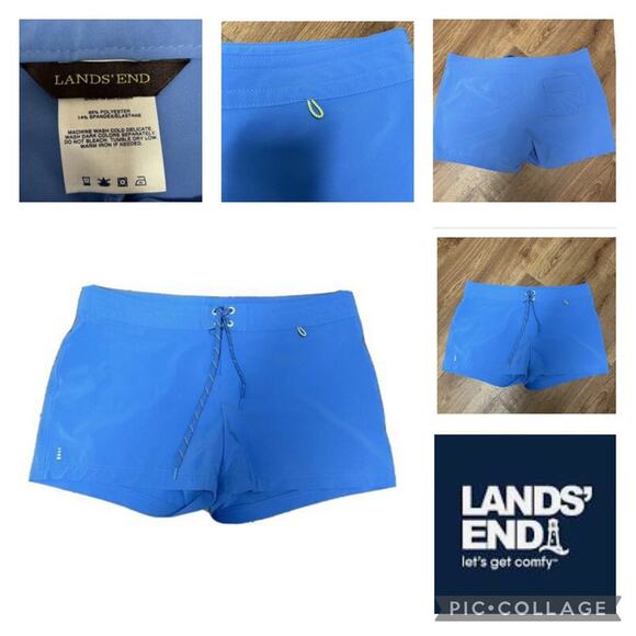 Lands' End Womens Blue Yellow Board Swim shorts size 12 - Picture 1 of 12